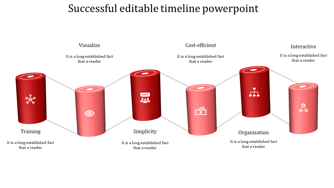 Our Predesigned Editable Timeline PowerPoint In Red Color